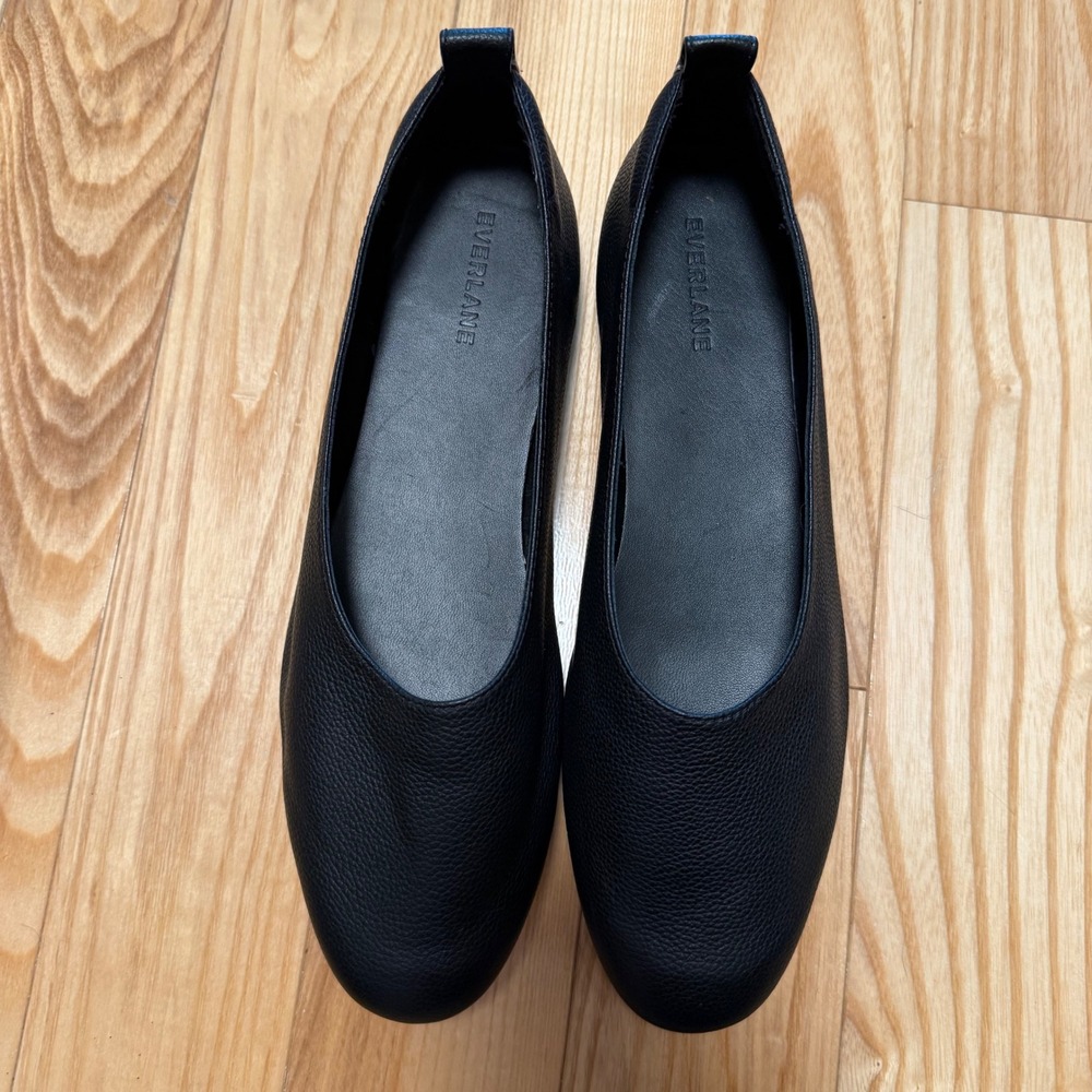 Everlane The Day Glove Shoe US 10 Women's High Vamp Ballet Flat Black Leather - Picture 8 of 10